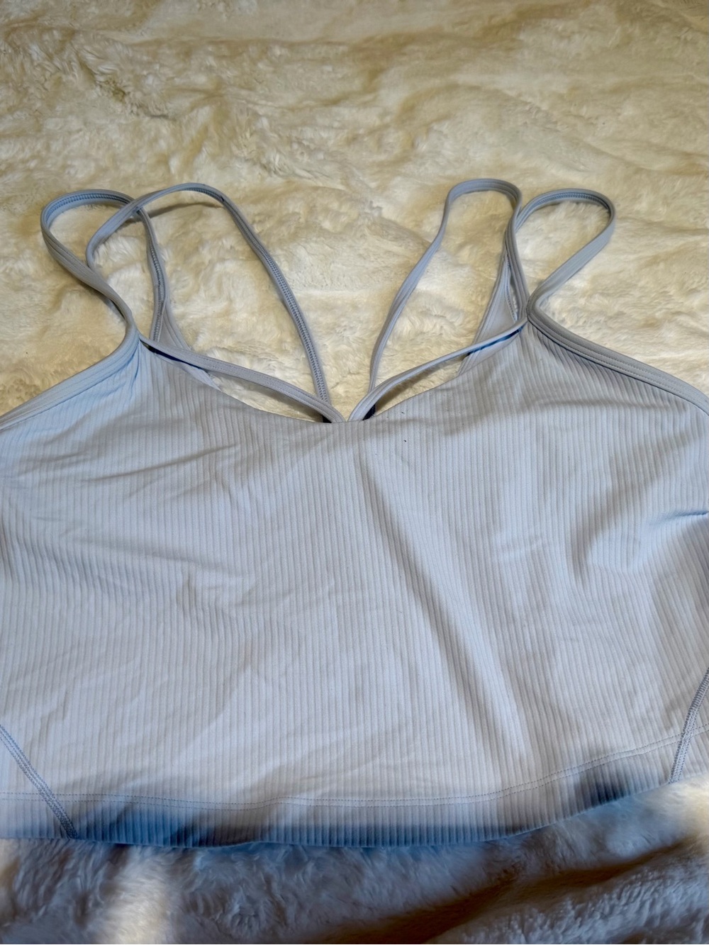lululemon athletica Light Blue Ribbed Strappy Sports Bra